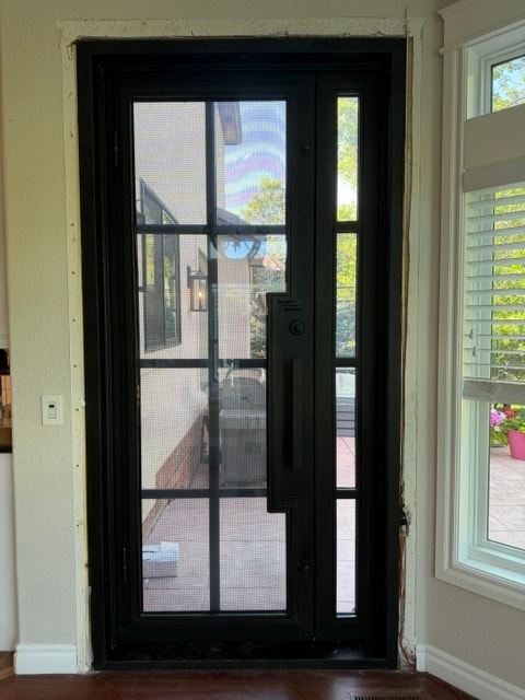 Iron screen door interior view