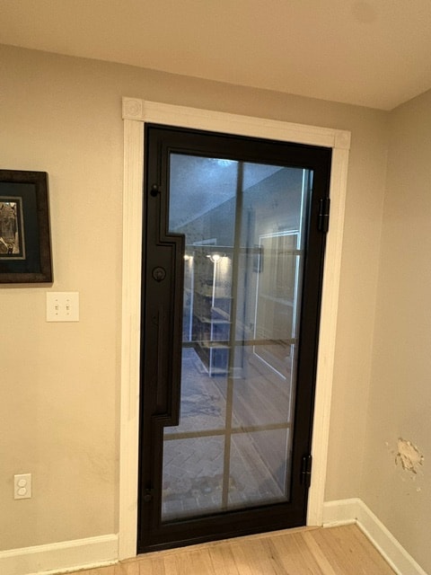 Black iron single door interior