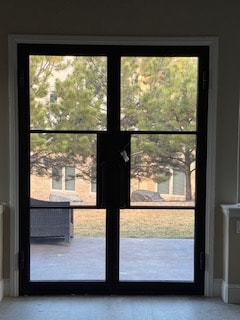 Iron door with transom window